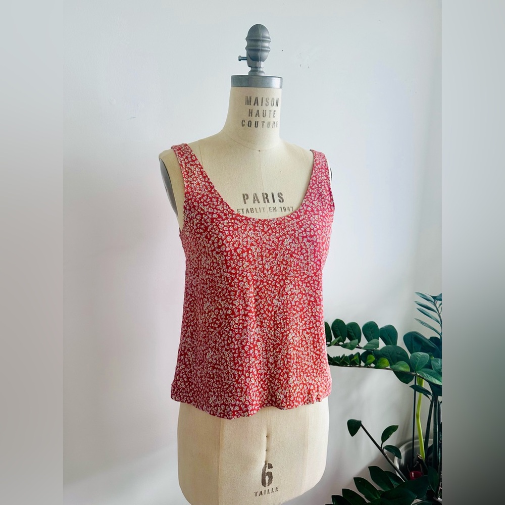 Frank & Oak Red Floral Tank Top